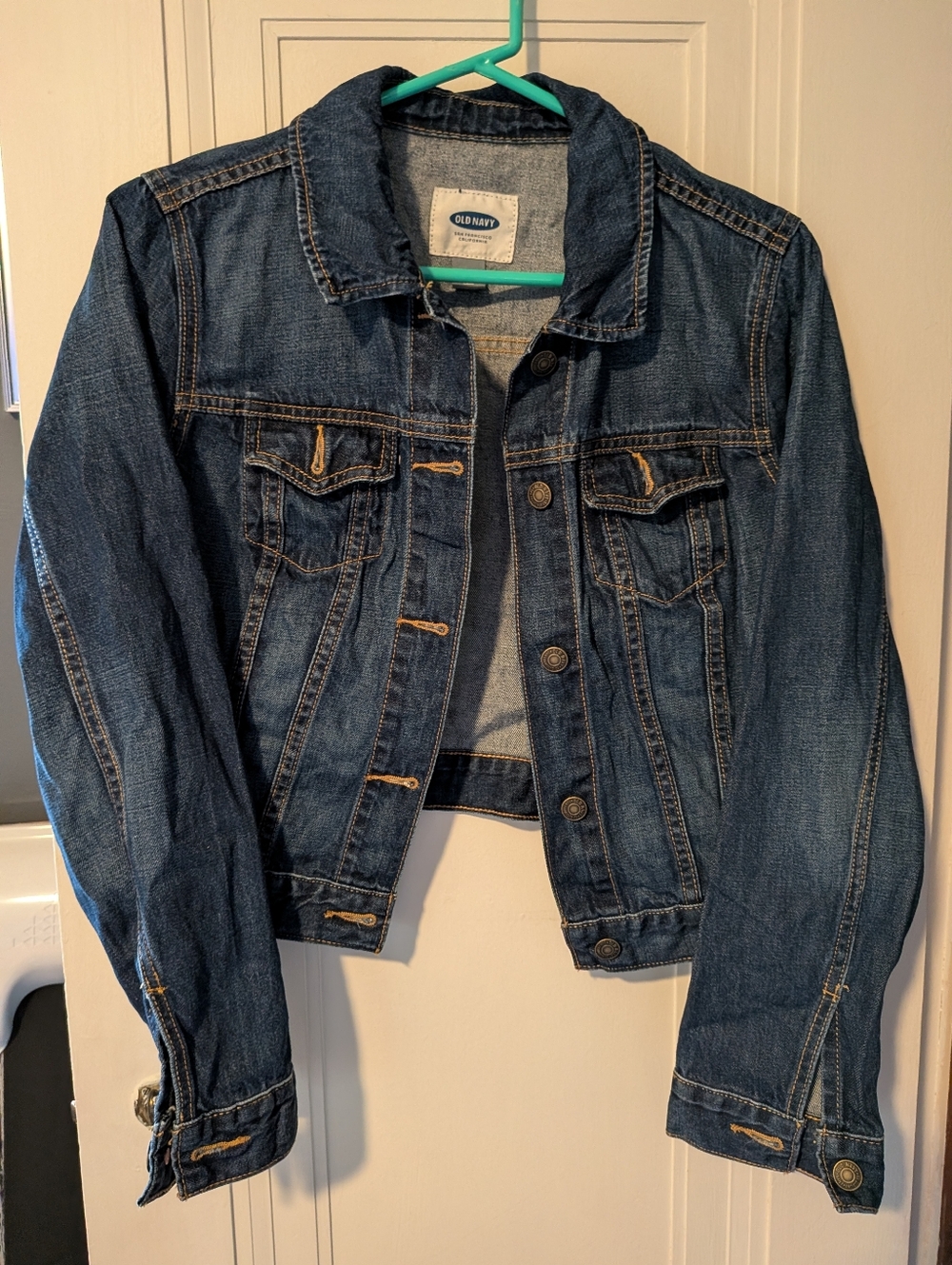 Cropped Dark Wash Denim Jacket Old Navy